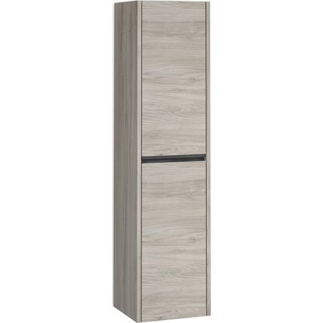 Columna Baño Suspendida 1 Puerta 140 x 34,9 x 32,2cm Pino gris Tirador Negro (1/5)