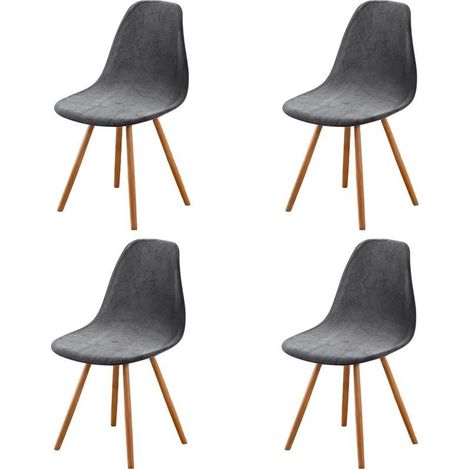 Lot de 4 housses de chaise de salle à manger extensibles grises scandinaves, housses universelles en velours sans accoudoirs pour salon, cuisine, décoration d'intérieur (1/4)