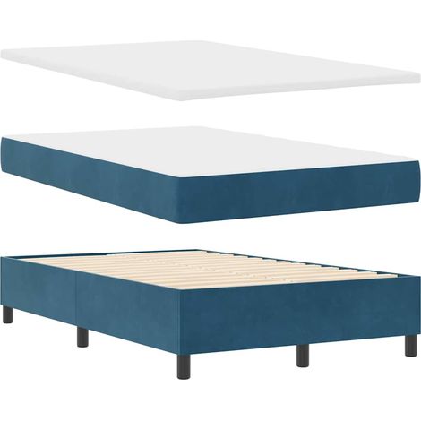 vidaXL Cama Con Somier con Colchón y Banco Azul Oscuro 120x200 cm Terciopelo (1/5)