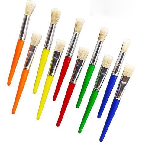 Lot de 10 Pinceaux Peinture en Poils de Porc Pinceau Rond et Plat pour (1/5)