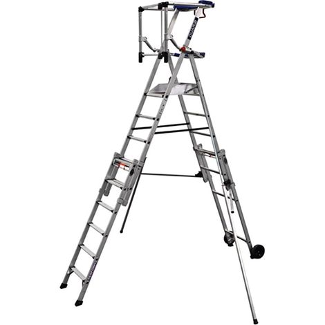 Teleskopische Stehleiter 6 bis 9 Stufen - Maximale Arbeitshöhe 4.30m - PIRLXT9-P
