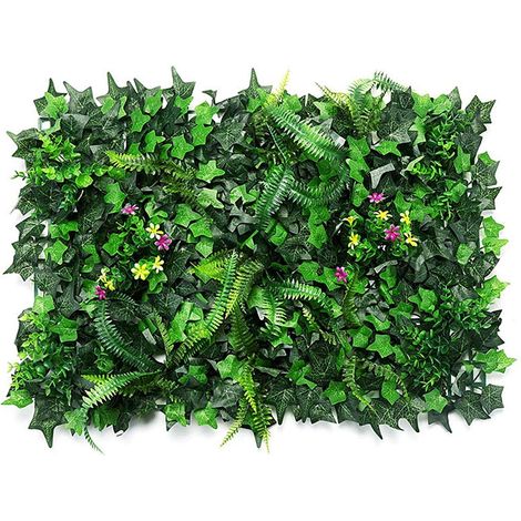 Mur Vegetal Artificiel 40 x 60 CM Plante Verte Artificielle Clôtures décoratives Mur Vegetal Exterieur Artificielle Clôture (1/4)