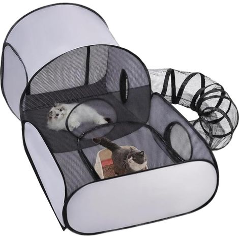 Enclos portable pour animaux de compagnie, enclos de jeu pour chats et chiens, tente, enclos pliable avec tunnel de jouets, accessoires de dressage pour chiens et petits animaux, intérieur, camping et (1/5)