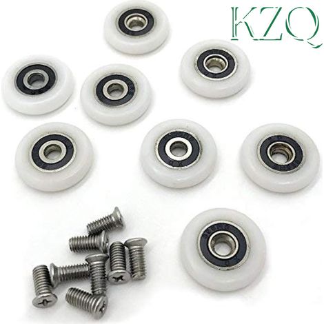 8 Pièces Roulements de Porte de Douche, Diamètre 19/23/25/27mm, Pour Portes Coulissantes en Verre de Salle de Bain - Roues/Poulies/Courroies (Poulies 23mm) - KZQ (1/5)