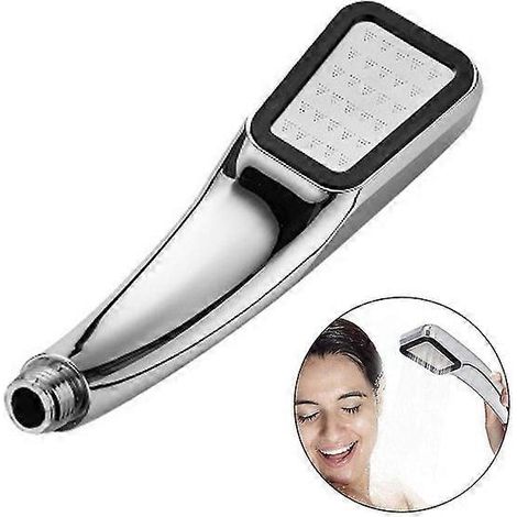 Pommeau de douche à main à pression turbo avec 300 trous, technologie d'économie d'eau, installation facile, argent/blanc (1/4)