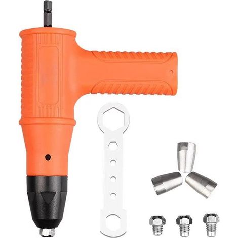 Cordless Electric Rivet Gun Adapter for Cordless Riveting Drill Tool Hardness Riveter for Door Window Industry
