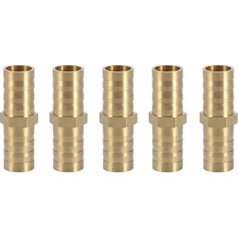 Connecteur Droit Barbelé, Adaptateur de Tuyau Droit Bidirectionnel Laiton Raccord de Tuyau Raccord de Jonction Tube Raccord 6/8/10/12/14/16/20mm(10mm 5pcs). (1/5)