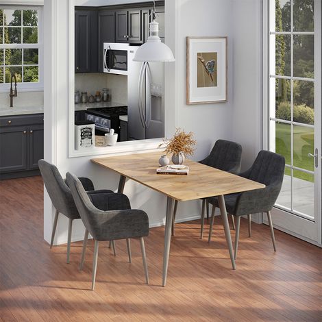 Table de salle à manger Beaver, Chêne de force doré/Grège, 120-160 x 80 cm extensible, Vicco (1/5)
