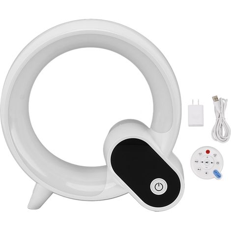 Ortviai Réveil Lumineux Couchant-Levant Q Blanc avec Radio FM, Veilleuse RGB et Horloge Numérique 3-en-1