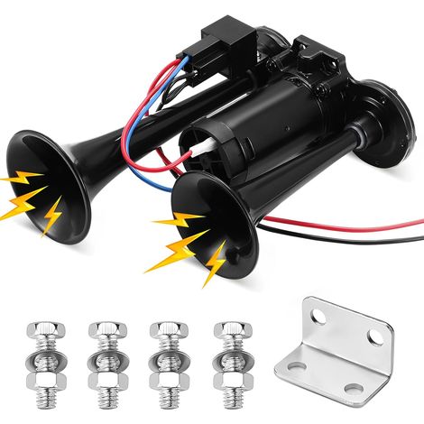 Bocina eléctrica para automóvil y camión, 12 V, tubo doble, altavoz de alarma incorporado de 150 dB, adecuada para camiones, barcos, SUV, motocicletas, yates, etc. (1/5)