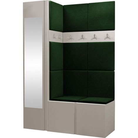 Conjunto para recibidor Hartford 277, Polo 889, 186x124x46cm, Espejo, Tapiz, Aglomerado laminado, Colocada, Montada en la pared (1/5)