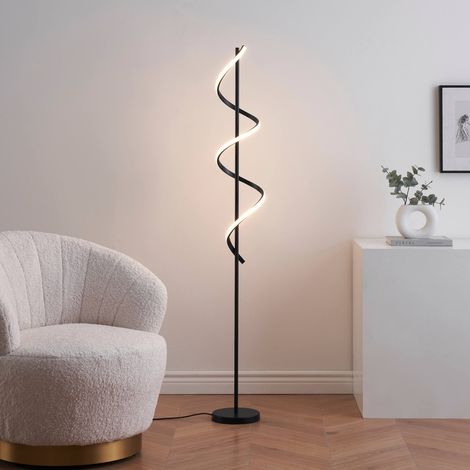 Große schwarze LED Lampe mit spiralförmiger Lichtkaskade -Simaria