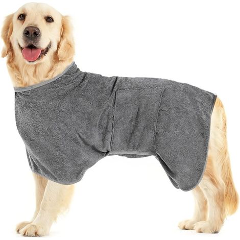 Peignoir pour chien, serviette de bain en microfibre pour chien, peignoir de séchage ajustable pour chien