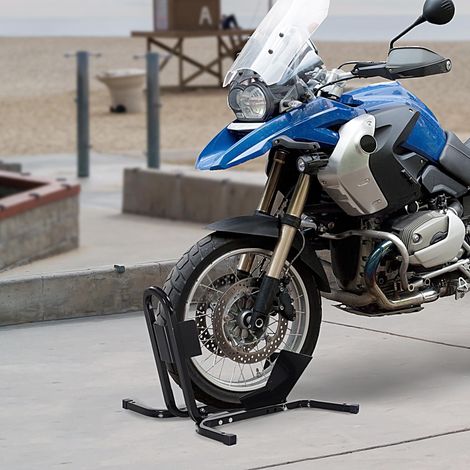 Bloque roue 17 à 21 pouces métal époxy noir - Lève moto béquille d'atelier support roue moto support béquille moto (1/4)
