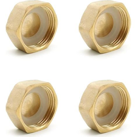 4 Pièces Bouchon plomberie 3/4 Pouce Capuchon Fileté en Laiton Bouchon Arrivee D'eau Robinet, avec Disques de Support de Tuyau 4 (1/5)
