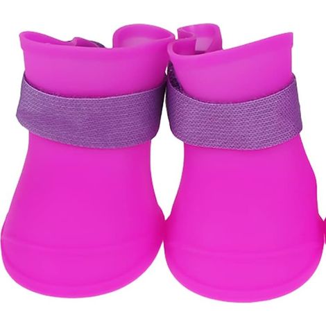 Un par de pequeñas botas de esquí antideslizantes para perros, unas lindas botas de lluvia para mascotas, color morado, talla S. (1/5)