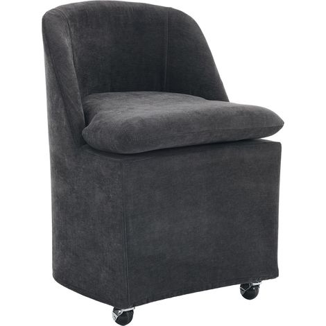 Set 2 sedie imbottite girevoli in tessuto chenille con ruote, grigie, 53 x 53,5 x 78,5 cm, MODENUIT (1/5)