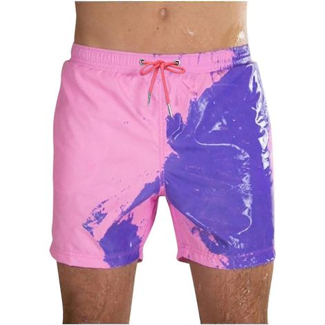 Magische, schnelltrocknende und farbwechselnde Badeshorts für Erwachsene und Kinder – Kindergröße M – Pink