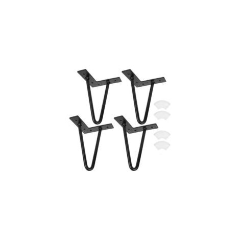 Set di 4 gambe a forcina per tavolino da caffè in stile industriale, 10 cm / 6 pollici, supporto per tavolo in ferro battuto, gambe per mobili in metallo nero per tavolino da caffè, mobiletto basso, s