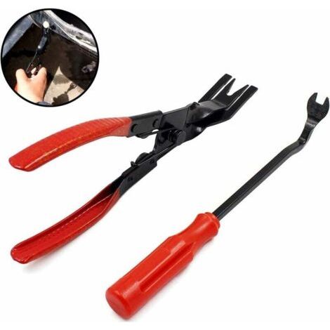 QORVA-2 pièces Pince à dégrafer, Porte de Voiture Automatique Clip, Pinces Universelles Outils Pour Garnitures kits de réparation pour la garniture de porte de voiture et le Tableau de bord de panneau