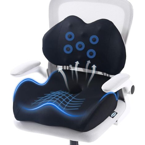 Coussin de Siège en Mousse à Mémoire de Forme Grand Format avec Soutien Lombaire pour Douleurs Sciatriques et Coccyx (1/4)