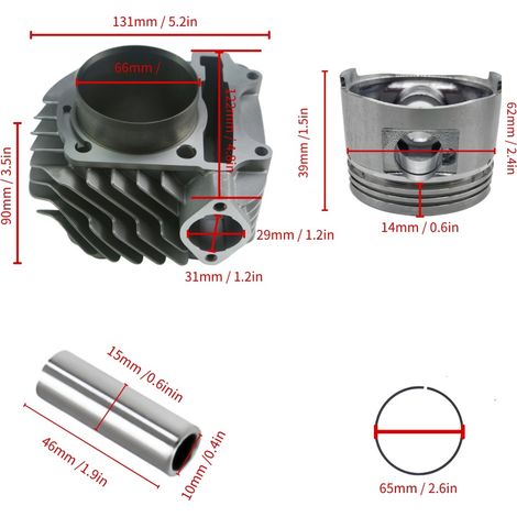 62.5 mm piston kit for ATV200 motorcycle cylinder, model GY6 200, Haomai 200 (1/4)
