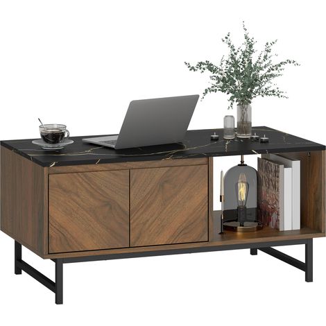 Table basse avec rangements ODDY marron et noire (1/5)