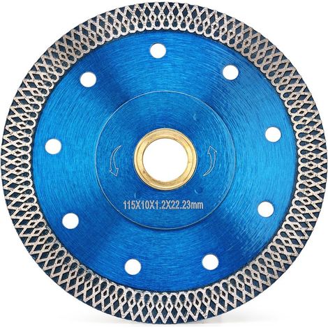 Disque à tronçonner diamanté, extra fin, 115 x 22,23 mm, turbo, pour couper, meuler, granit, marbre, béton, carrelage