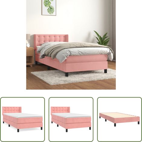 Samtbett - Boxspringbett mit Matratze Rosa 100x200 cm Samt (1/5)