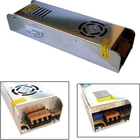 TRASFORMATORE ALIMENTATORE SLIM STABILIZZATO 220V-12V 30A 360W TRIMMER 30A 12V