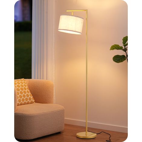 EDISHINE Stehlampe Wohnzimmer Gold, Bogenlampe mit Verstellem Leinen Lampenschirm, Leselampe mit E27 LED Leuchtmittel und Fußschalter, 160cm Standleuchte für Schlafzimmer, Kinderzimmer, Büro (1/5)
