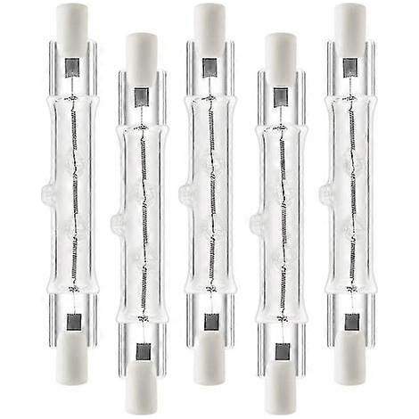 Lot de 5 ampoules halogènes linéaires R7S 118 mm 300 W 230 V, à intensité variable, pour chantiers de construction.