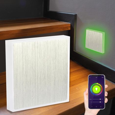 LED Treppenleuchte IP44 eckig Alu-gebürstet - Lichtfarbe: Smart Tuya RGB CCT 3W - Lichtaustritt: Halo (1/5)