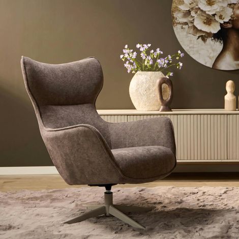 Fauteuil relax pivotant Ă pied beige CORTINA (1/4)