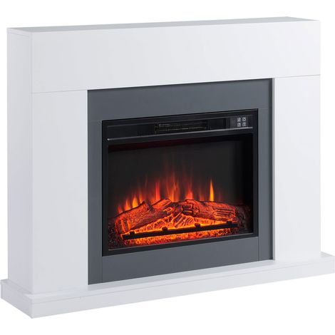 HOMCOM Electric Fireplace Suite w/ Remote Control Overheat Protection, 2000W