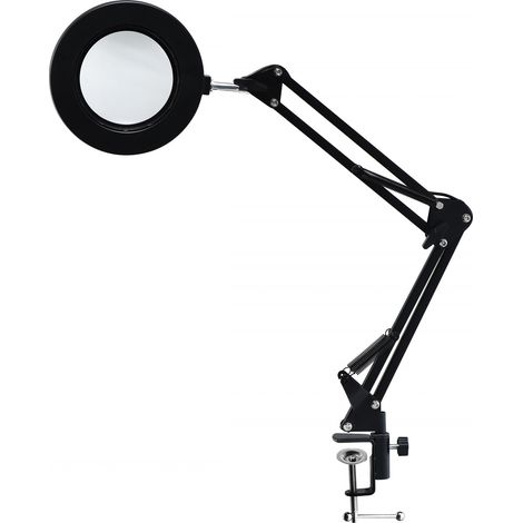 10-fache Vergrößerungslupe mit Licht und Klemme, 10-fache Echtglaslinse, beleuchtete Tischlupe mit 3 Farbmodi, LED-Vergrößerungslampe für Reparaturen, Lesen und Arbeiten im Detail (Schwarz) (1/5)