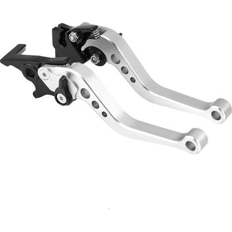 Pair 22mm 7/8" Motorcycle Brake Lever Universal CNC Aluminum Motorcycle Clutch Drum Brake Lever (Silver White)