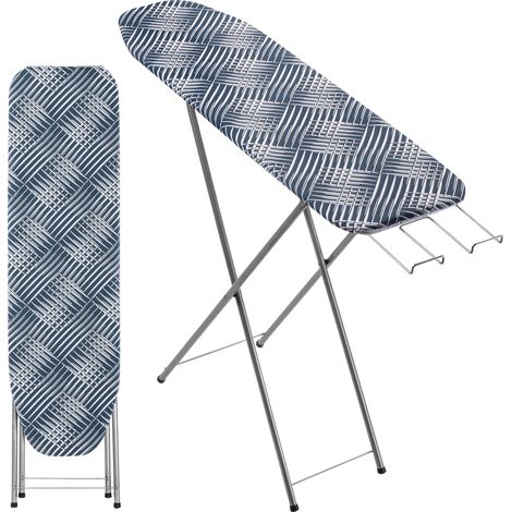 KADAX Tabla de Planchar 104 x 30 cm, Tabla Plegable con Funda de Algodón Extraíble, Soporte para Plancha, Patas Antideslizantes y Altura Regulable (Azul)