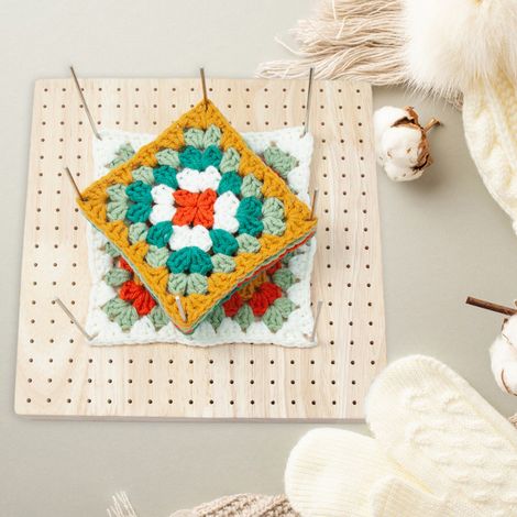 Planche de blocage pour tricot 23,5×23,5×2 cm – Livrée avec 20 épingles – Idéale pour vos ouvrages en laine ou coton