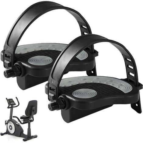 Pédales de vélo stationnaire (paquet de 2, 9/16 pouces), à placer sous le bureau, pour dynamomètre et vélo de spinning d'intérieur. (1/4)