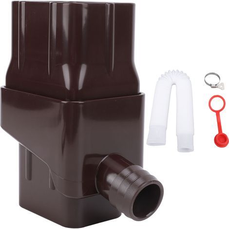 Rainwater harvesting system, easy installation, efficient rain barrel bypass kit for downspout, brown (1/5)