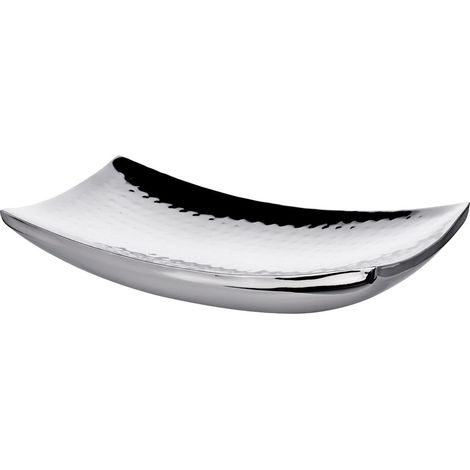 Coupe décorative en acier inoxydable martelé poli brillant, 30 x 18 cm - PANGIVO (1/3)