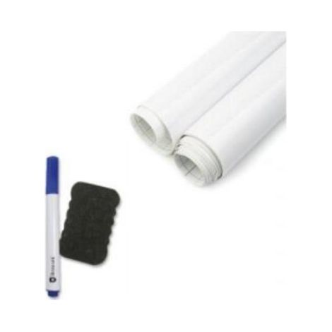 PIZARRA BLANCA ADHESIVA C/ROTULADOR Y BORRADOR 200X50 CM