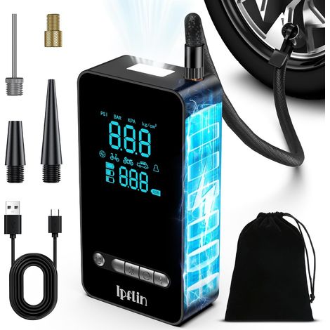Gonfleur Pneus Voiture sans Fil - Compresseur à Air Portatif 150 PSI, avec LED/Port C USB, Batterie Rechargeable, Inflation Rapide, Arrêt Automatique, Compresseur Voiture/Moto/Vélo-Upgrade (1/5)