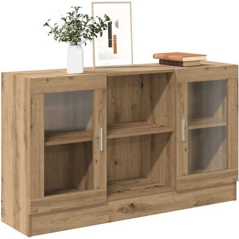 Buffet Bas de Cuisine 120x30,5x70 cm - Meuble Rangement Style Artisanal en Panneau de Bois Couleur Chêne - Crédence Moderne pour Salon et Salle à Manger (1/5)