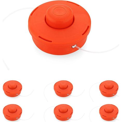 Juego de 6 cabezales universales para desbrozadora, cabezales para desbrozadora, carrete de repuesto de nailon plástico rojo para cabezales de desbrozadora, accesorio profesional para desbrozadora (1/4)
