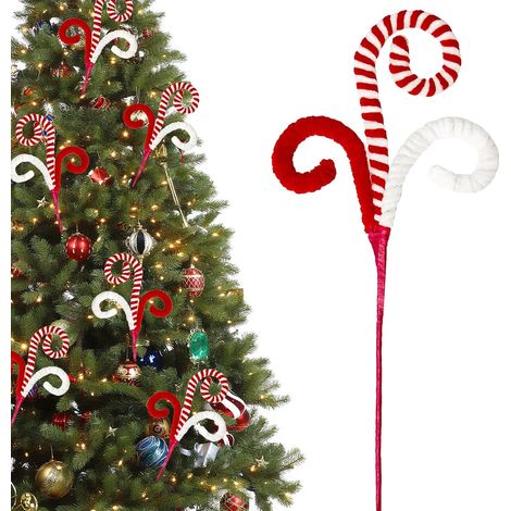 Lot de 6 décorations de sapin de Noël en forme de canne à sucre de 43 cm (17 pouces) - Ornements de Noël rouges et blancs, décorations de sapin inspirées du Pays des Bonbons du Grinch (1/5)