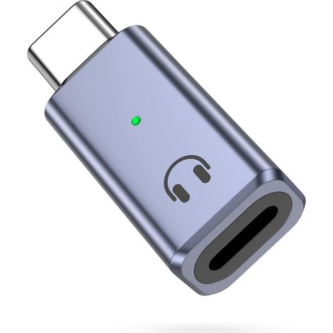 Adaptateur audio Lightning vers USB-C, adaptateur USB C vers Lightning pour iPhone Air 17 16 16e 15 Pro Max Plus, iPad Air/Pro, MacBook, sans chargement/date, gris (1/5)