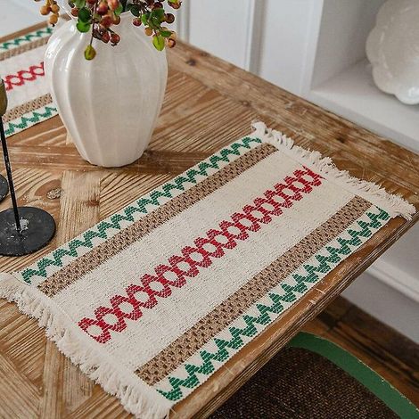 table Manger Lot De 4 Sets De Table En Toile De Jute De Ferme Rustiques Tisss Bohmes Napperons Coton Lin Lavables Napperons Pour Mariage Maison E (1/4)