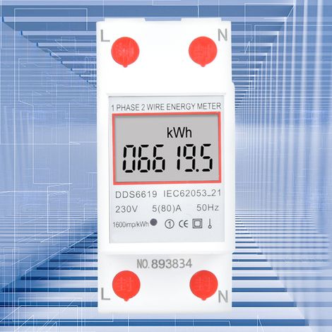 Compteur d'électricité monophasé intelligent DDS6619-005, bipolaire, sur rail DIN, 230 V (1/5)